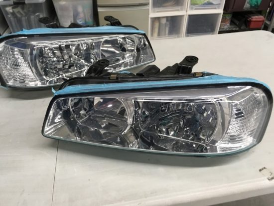 R３４スカイラインのヘッドライト黄ばみリペア完了の状態